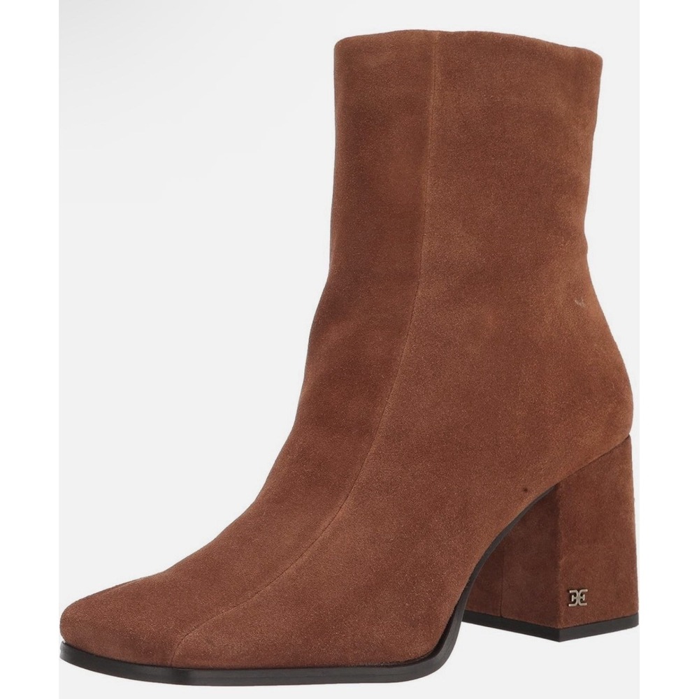 Sam Edelman Mayla Women Ankle Boot Rust Side Zip Block Heel Square Toe Size 7